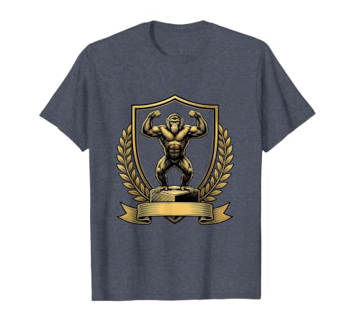 Mademark Monkey Flexing Muscles on Gym Podium T-Shirt - Men - size chart