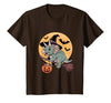 Triceratops Lover Dino Halloween Party Wear Triceratops Witch Hat Pumpkin Halloween Costume Men Women T-Shirt - size chart