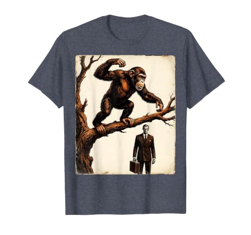 Mademark Monkey Flinging Poo at Businessman Graphic T-Shirt - Men - size chart