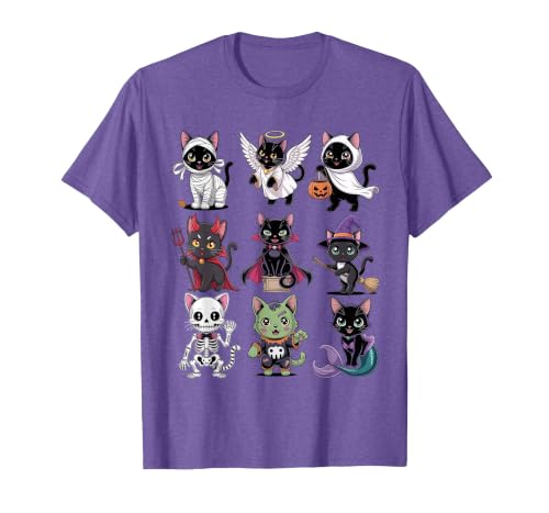 Halloween Cat Apparel Halloween Cat T-Shirt - Spooky Kittens Costume T-Shirt - size chart