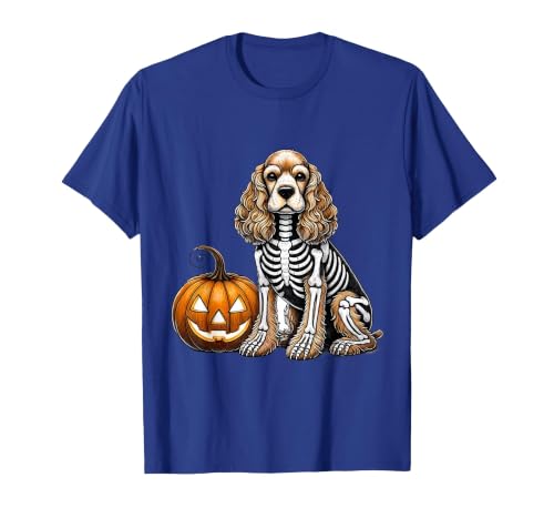 Spooky Cocker Spaniel Skeleton Costumes Halloween Cocker Spaniel Skeleton Jack O Lantern Funny Dog Halloween T-Shirt - size