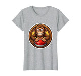 Mademark Monkey Pressing Big Red Button Funny Stupid Tee T-Shirt - Women - size chart