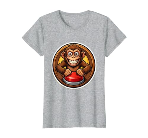 Mademark Monkey Pressing Big Red Button Funny Stupid Tee T-Shirt - Women - size chart