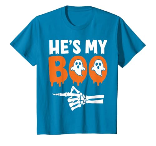 He's My Boo Matching Halloween Pajama Couples Funny T-Shirt - size chart