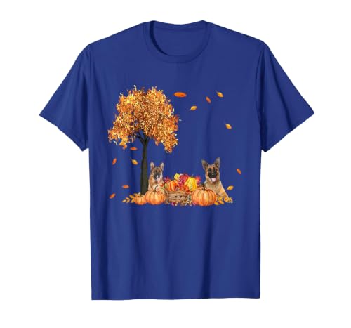 Funny German Shepherd Thanksgiving Halloween German Shepherd Autumn Leaf Fall Dog Thanksgiving Halloween T-Shirt - size chart