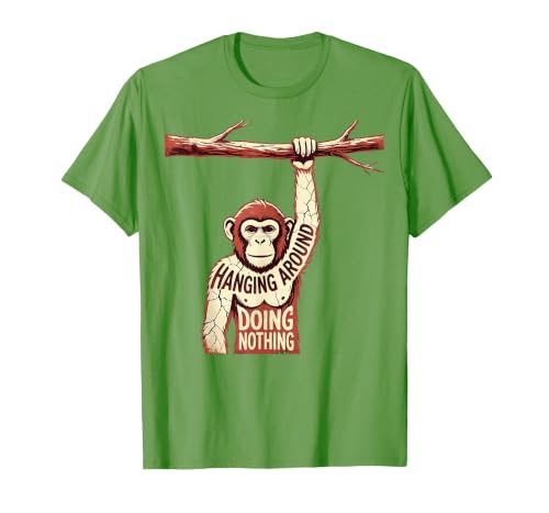 Mademark Hanging Around Doing Nothing Funny Monkey Design T-Shirt - Men - size chart
