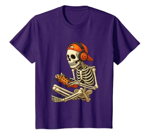 VibeKilla Video Game Halloween Skeleton Gamer Costume T-Shirt - size chart