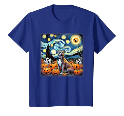 Pitbull Starry Night Tees Starry Night Pitbull Halloween T-Shirt - size chart