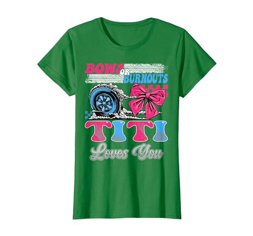 Gender Reveal Family Matching Burnouts or Bows Titi Loves You Gender Reveal Party T-Shirt - size chart