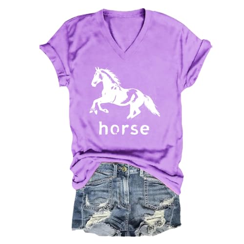 Pukcoun Horse Shirt Horse Lover V-Neck Shirt Retro Graphics T-Shirt Unisex - size chart