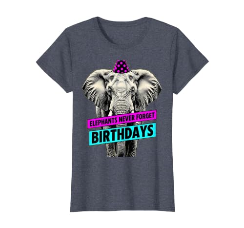 Mademark Elephants Never Forget Birthdays Funny Design T-Shirt - Women - size chart