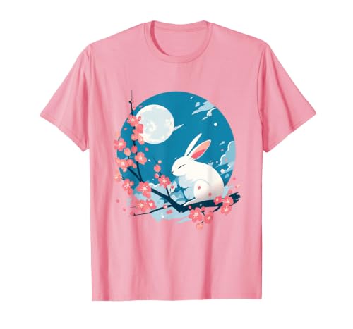 Bunny Rabbit Amidst Blossoms: Spring's Gentle Whisper T-Shirt — design detail