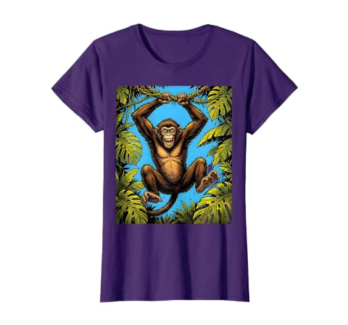 Mademark Monkey Hanging From Jungle Vine Graphic T-Shirt - Women - size chart