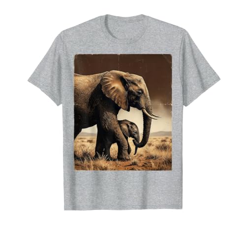 Mademark Mama and Baby Elephant Walk Together T-Shirt - Men - size chart
