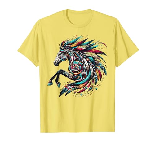 Mystical Native American Horse Farm Heritage Spirituality T-Shirt - size chart