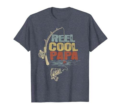 Cool Papa Fathers Day Fishing Gifts Funny Fisherman Vintage Reel Cool Papa T-Shirt - size chart