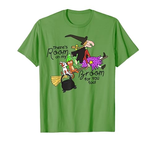 Funny Teacher Witch Tee Shirt There's Room On My Broom for You Too Teacher T-Shirt - size chart
