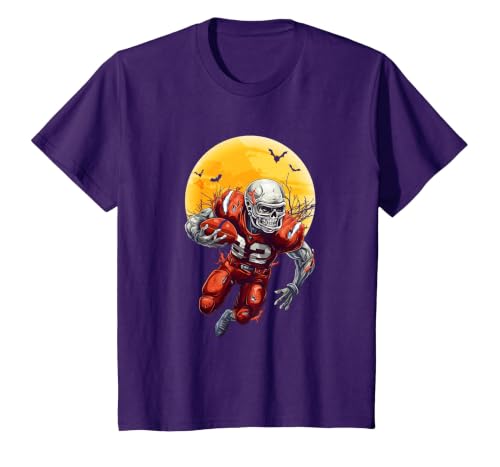 American Football Skeleton Halloween Shirt Football Fan T-Shirt - size chart