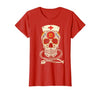 Halloween Nurse Shirts For Women Scrub Costumes Nurse Sugar Skull Stethoscope RN Medical Halloween Costume T-Shirt - size