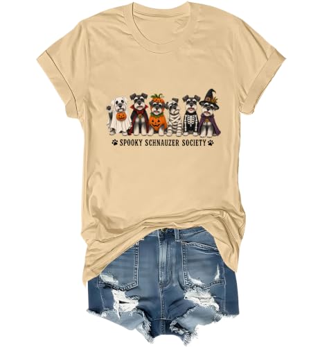 WQFQW Spooky Schnauzer Society Halloween Shirt Terrifying Halloween T-Shirt - size chart
