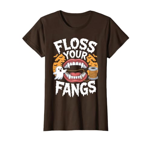 Spooky Dental Office Halloween Dental Crew Ghost Floss Your Fangs Dental Halloween Shirt Dentist Halloween T-Shirt - size