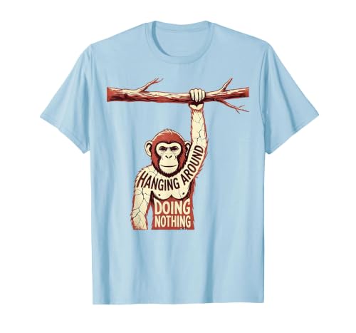 Mademark Hanging Around Doing Nothing Funny Monkey Design T-Shirt - Men - size chart