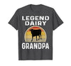 Funny Dairy Farmer Gifts Legend Dairy Grandpa Retro Sunset Cow Farming Funny Cattle T-Shirt - size chart