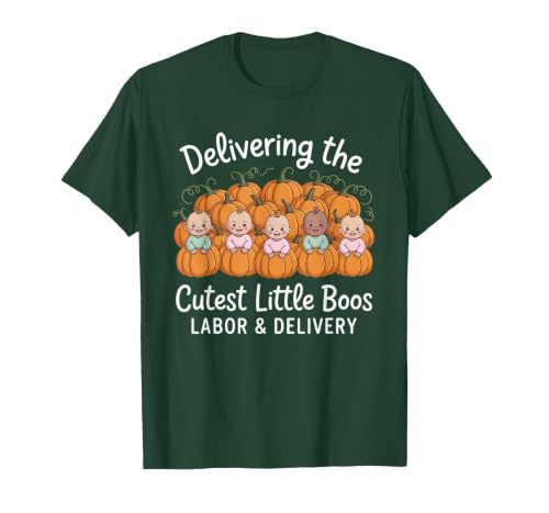 Spooky Nurse Halloween Labor and Delivery Gift Tee Delivering The Cutest Boos Labor & Delivery Halloween Nurse T-Shirt -