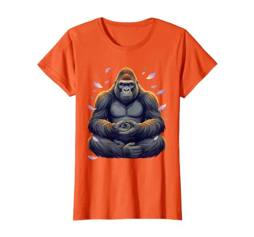 Mademark Meditating Gorilla Zen Monkey Graphic Design T-Shirt - Women - size chart