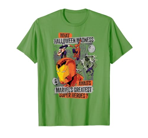 Marvel Halloween Madness Awaits the Greatest Super Heroes T-Shirt - size chart