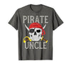 Pirate Family Apparel Pirate Uncle Jolly Roger Flag Skull Family Pirates T-Shirt - size chart