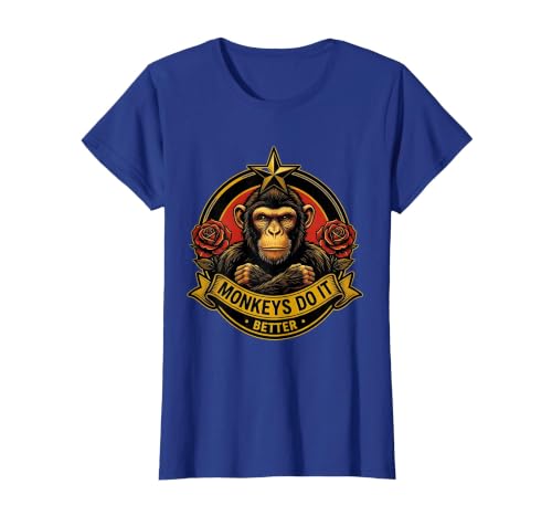 Mademark Monkeys Do It Better Funny Primate Design T-Shirt - Women - size chart