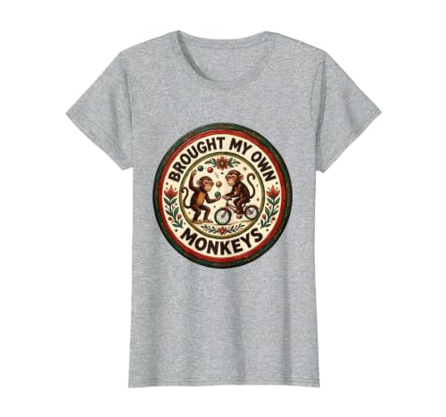 Mademark Brought My Own Monkeys Circus Humor Design T-Shirt - Women - size chart