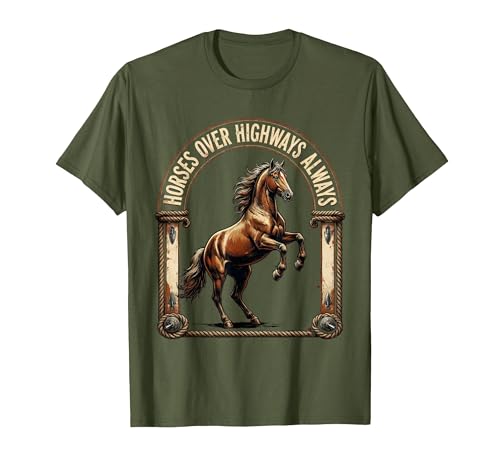 Mademark Horses Over Highways Always Equestrian Design T-Shirt - Men - size chart