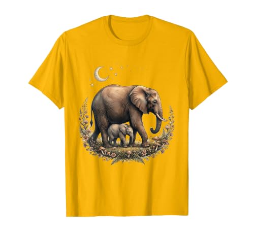 Mademark Elephant Mother and Calf Walking Together T-Shirt - Men - size chart