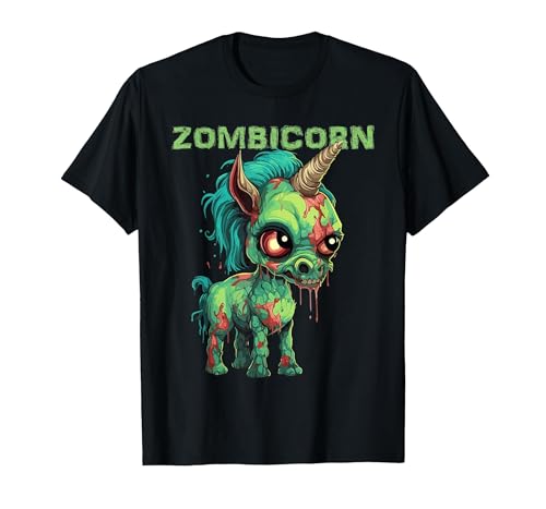 Unique All Hallows Eve Animal Meme Merch Stuff Funny Zombie Unicorn Halloween Tshirt Zombicorn Creature T-Shirt - size chart