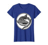 Mademark Whale Shark Swirling Tattoo Art Design T-Shirt - size chart