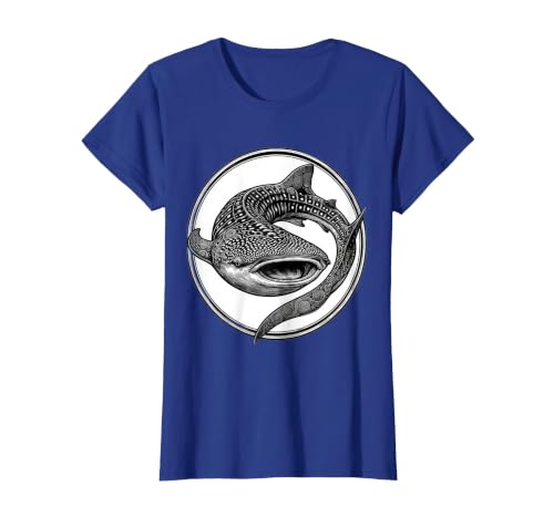 Mademark Whale Shark Swirling Tattoo Art Design T-Shirt - size chart