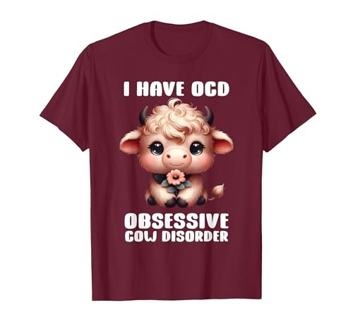 Funny Cow Apparel I Have OCD Obsessive Cow Disorder Cow Lover Farmer T-Shirt - size chart