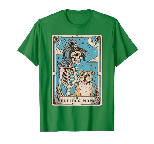 The Bulldog Mom Tarot Card Halloween Women Men Kid Retro Funny The Bulldog Mom Tarot Card Skeleton Halloween T-Shirt - size