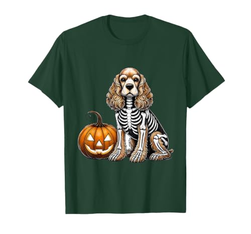 Spooky Cocker Spaniel Skeleton Costumes Halloween Cocker Spaniel Skeleton Jack O Lantern Funny Dog Halloween T-Shirt - size