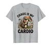 Mademark Chaos Is My Cardio Funny Monkey Design T-Shirt - Men - size chart