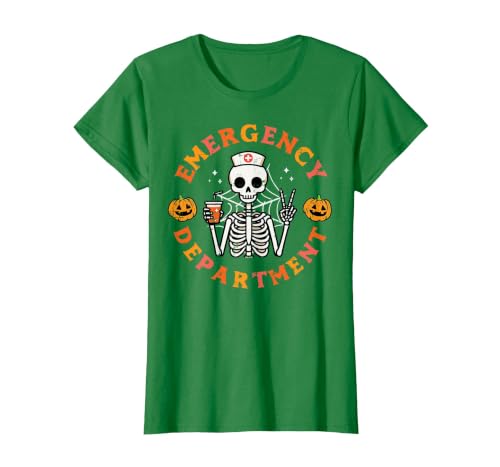 Halloween Nurse Shirts For Women Scrub Costumes Emergency Department Funny Halloween ER Nurse Women Men T-Shirt - size chart