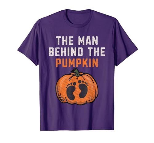 Halloween Pregnancy Announcement for Future Dad The Man Behind The Pumpkin Dad Halloween Pregnancy Reveal T-Shirt - size
