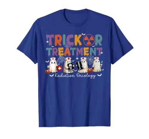 Radiation Oncology Therapist Halloween Costume Trick Or Treatment Radiation Oncology Halloween Rad Therapy T-Shirt - size