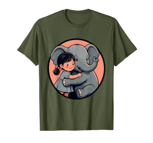 Mademark Cute Girl Snuggling Baby Elephant Graphic Tee T-Shirt - Men - size chart