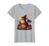 Halloween Dragons Fantasy Spooky Witchy Cute Halloween Dragon Witch Hat Pumpkin Moon Fantasy T-Shirt - size chart