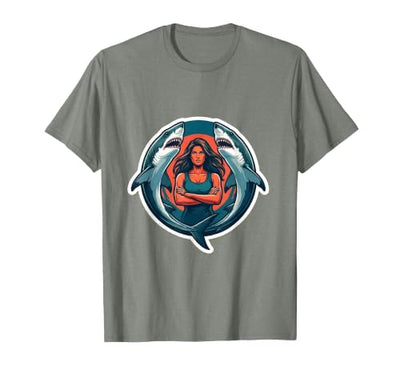 Twin Sharks Fierce Ocean Woman Graphic Design T-Shirt