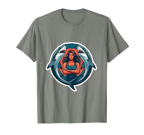 Mademark Twin Sharks Fierce Ocean Woman Graphic Design T-Shirt - size chart