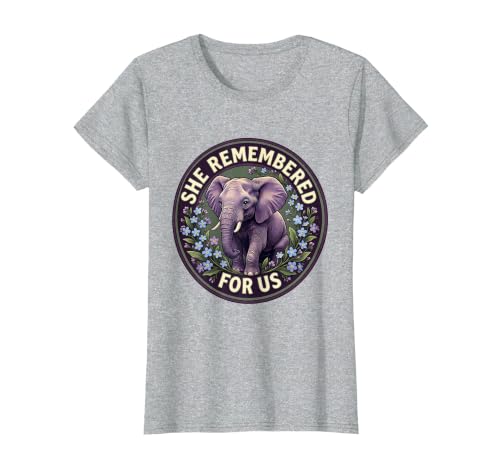 Mademark She Remembered For Us Gentle Elephant Design T-Shirt - Women - size chart
